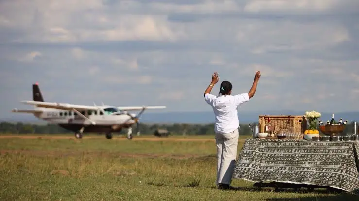 Cessna Grand Caravan on a grass safari airstrip